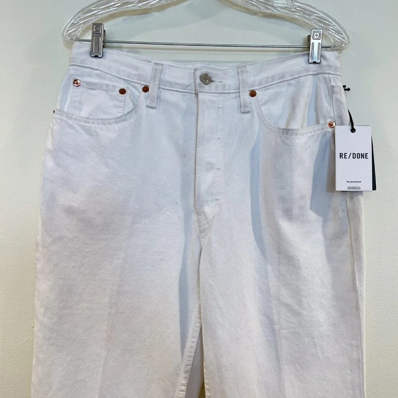 REDONE 70's Bootcut High Waist White Designer Classic Casual Denim Jeans 29 NWT - Picture 3 of 11